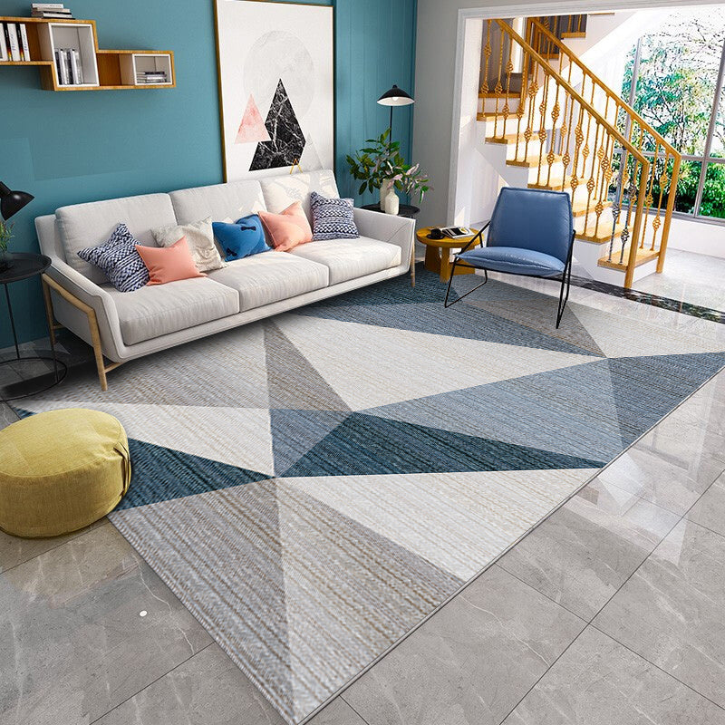 Multicolored Modern Rug Synthetics Geometric Print Area Carpet Anti-Slip Easy Care Indoor Rug for Bedroom Gray-Blue Clearhalo 'Area Rug' 'Modern' 'Rugs' Rug' 2285640