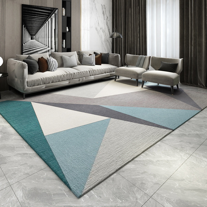 Multicolored Modern Rug Synthetics Geometric Print Area Carpet Anti-Slip Easy Care Indoor Rug for Bedroom Lake Green Clearhalo 'Area Rug' 'Modern' 'Rugs' Rug' 2285641