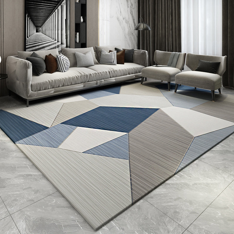 Multicolored Modern Rug Synthetics Geometric Print Area Carpet Anti-Slip Easy Care Indoor Rug for Bedroom Dark Blue-Gray Clearhalo 'Area Rug' 'Modern' 'Rugs' Rug' 2285642