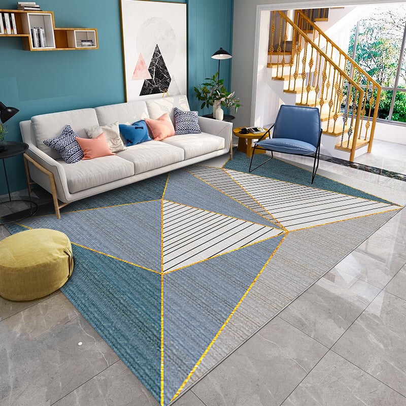 Multicolored Modern Rug Synthetics Geometric Print Area Carpet Anti-Slip Easy Care Indoor Rug for Bedroom Light Blue Clearhalo 'Area Rug' 'Modern' 'Rugs' Rug' 2285643