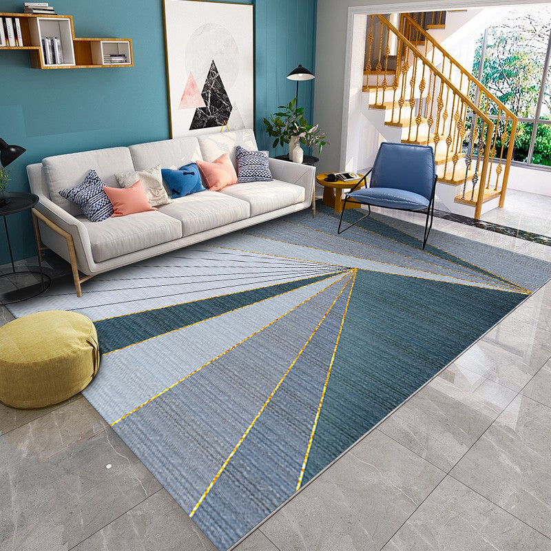 Multicolored Modern Rug Synthetics Geometric Print Area Carpet Anti-Slip Easy Care Indoor Rug for Bedroom Lake Blue Clearhalo 'Area Rug' 'Modern' 'Rugs' Rug' 2285644