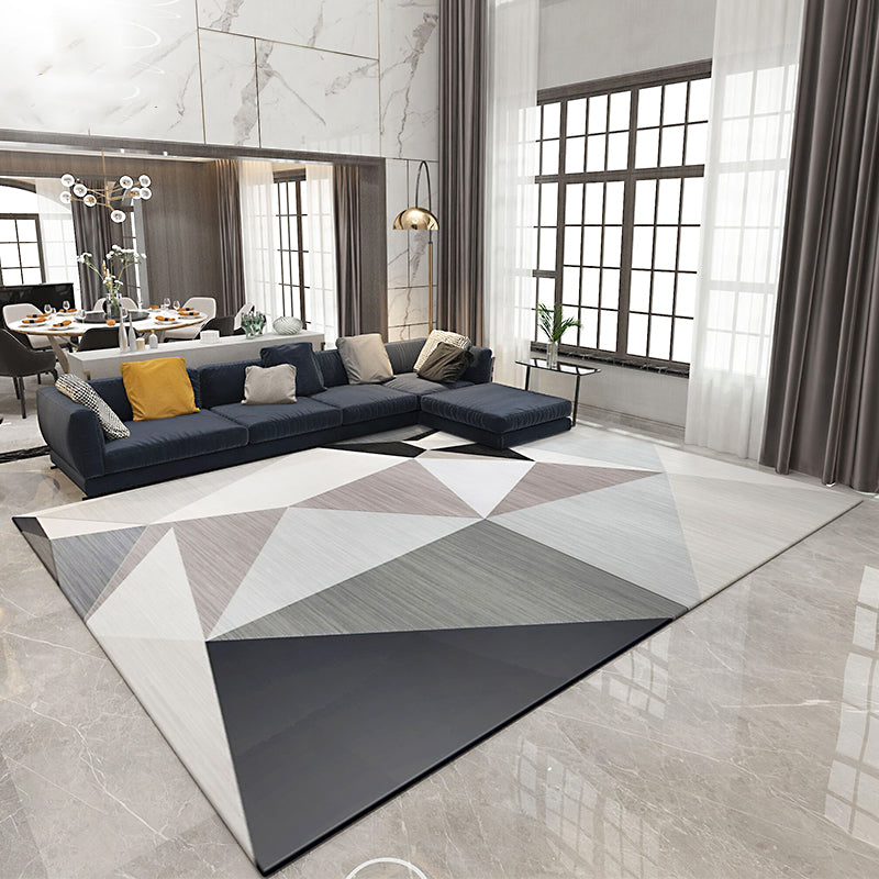 Casual Living Room Rug Multi Colored Geometric Area Rug Polypropylene Non-Slip Machine Washable Carpet Gray-White Clearhalo 'Area Rug' 'Modern' 'Rugs' Rug' 2285649