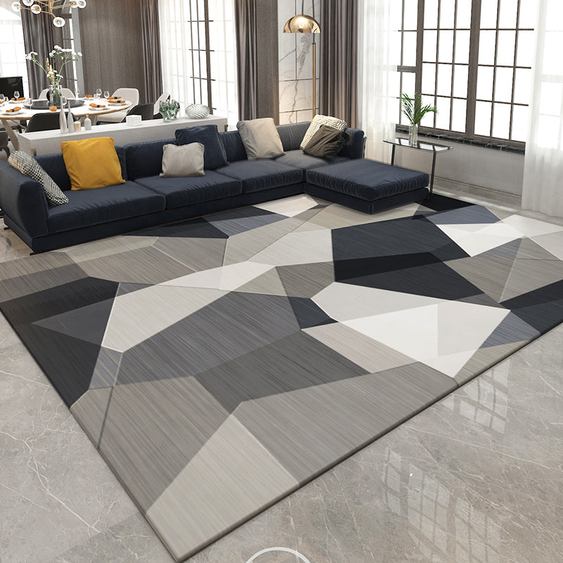 Casual Living Room Rug Multi Colored Geometric Area Rug Polypropylene Non-Slip Machine Washable Carpet Dark Gray Clearhalo 'Area Rug' 'Modern' 'Rugs' Rug' 2285653