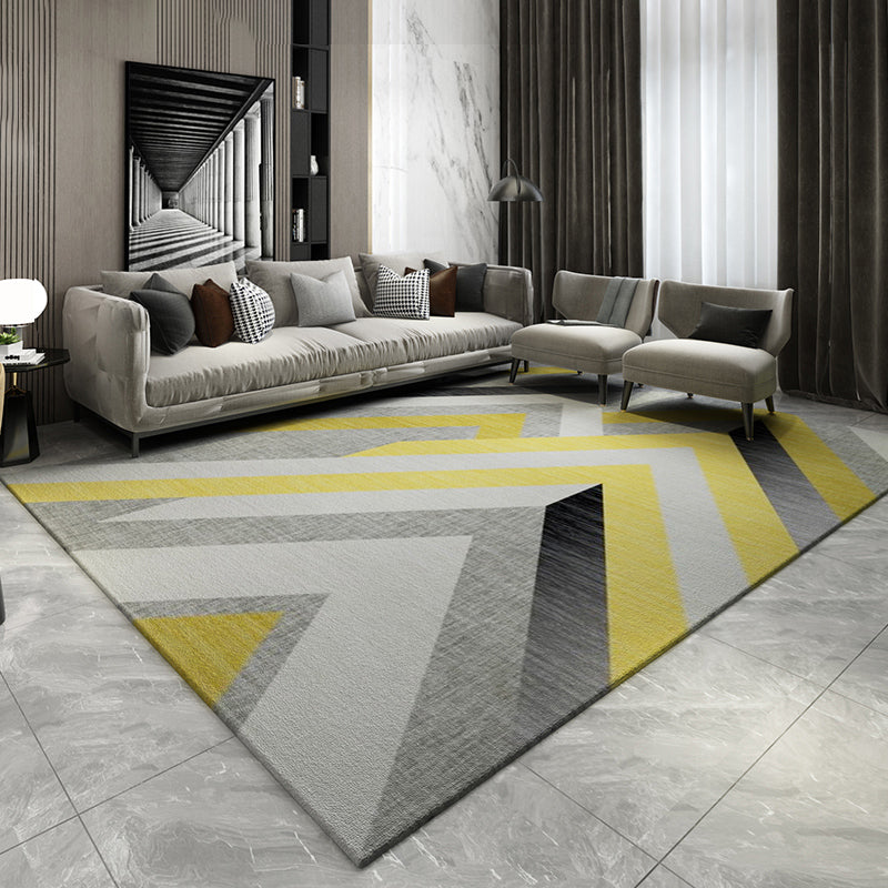 Casual Living Room Rug Multi Colored Geometric Area Rug Polypropylene Non-Slip Machine Washable Carpet Gray-Yellow Clearhalo 'Area Rug' 'Modern' 'Rugs' Rug' 2285657