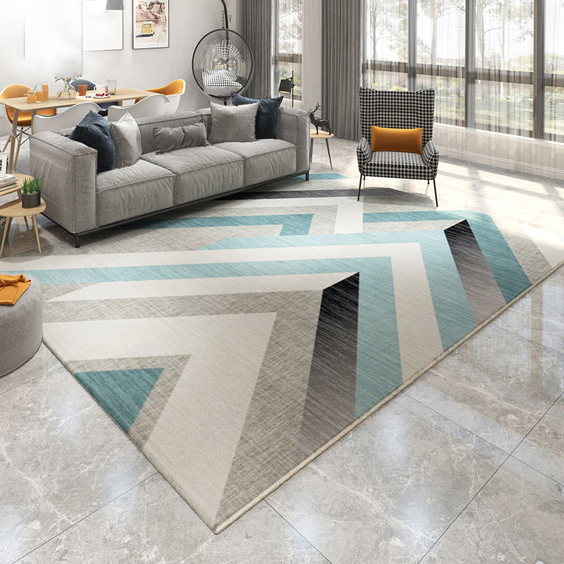 Casual Living Room Rug Multi Colored Geometric Area Rug Polypropylene Non-Slip Machine Washable Carpet Lake Blue Clearhalo 'Area Rug' 'Modern' 'Rugs' Rug' 2285664