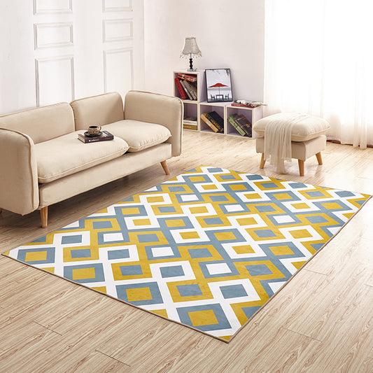 Relaxing Decoration Rug Multi Colored Geometric Printed Carpet Polyster Anti-Slip Pet Friendly Rug Fluorescent Yellow Clearhalo 'Area Rug' 'Modern' 'Rugs' Rug' 2285687