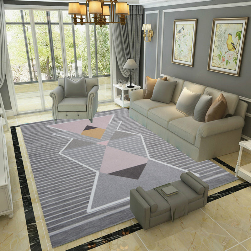 Relaxing Decoration Rug Multi Colored Geometric Printed Carpet Polyster Anti-Slip Pet Friendly Rug Gray-Pink Clearhalo 'Area Rug' 'Modern' 'Rugs' Rug' 2285690