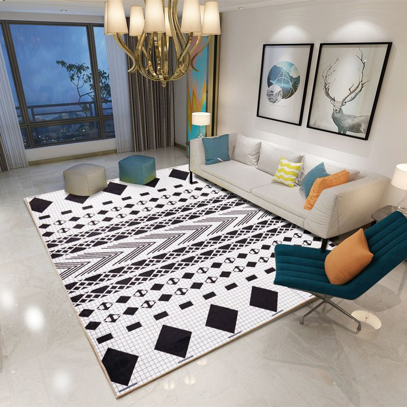 Relaxing Decoration Rug Multi Colored Geometric Printed Carpet Polyster Anti-Slip Pet Friendly Rug Black Clearhalo 'Area Rug' 'Modern' 'Rugs' Rug' 2285695