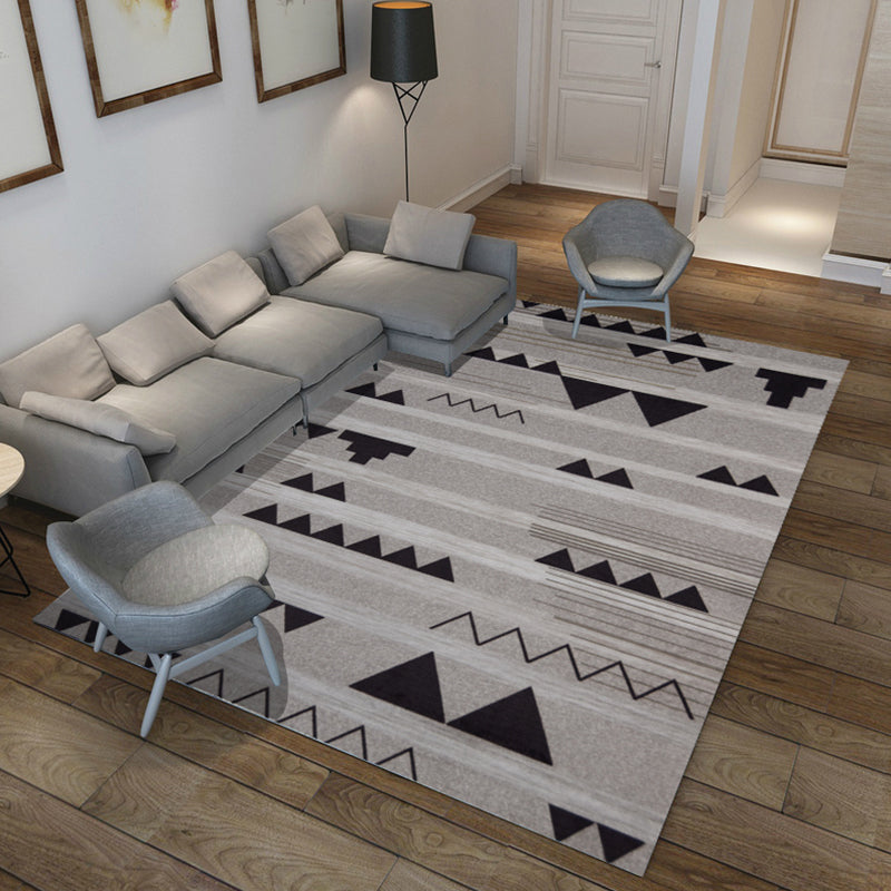 Simple Bedroom Rug Multi Color Geometric Print Area Rug Polyster Non-Slip Backing Pet Friendly Carpet Smoke Gray Clearhalo 'Area Rug' 'Modern' 'Rugs' Rug' 2285697