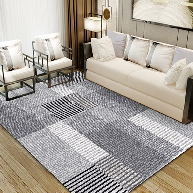 Simple Bedroom Rug Multi Color Geometric Print Area Rug Polyster Non-Slip Backing Pet Friendly Carpet Grey Clearhalo 'Area Rug' 'Modern' 'Rugs' Rug' 2285698