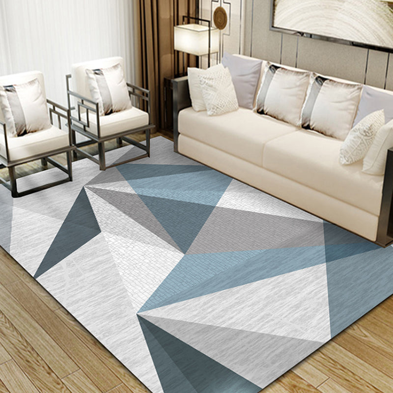 Simple Bedroom Rug Multi Color Geometric Print Area Rug Polyster Non-Slip Backing Pet Friendly Carpet Blue Clearhalo 'Area Rug' 'Modern' 'Rugs' Rug' 2285703