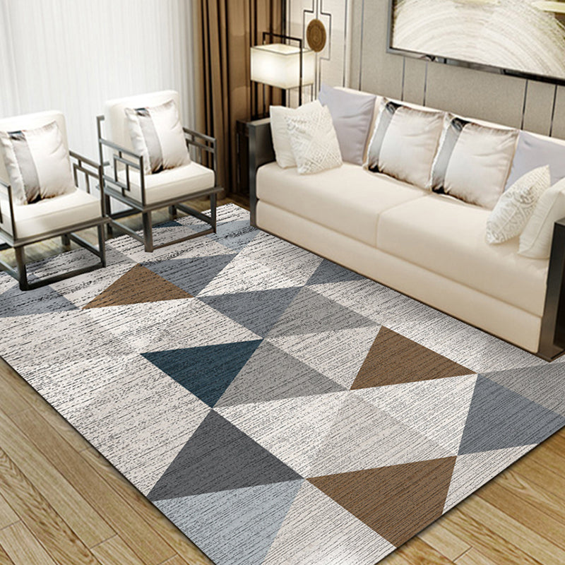 Simple Bedroom Rug Multi Color Geometric Print Area Rug Polyster Non-Slip Backing Pet Friendly Carpet Light Gray Clearhalo 'Area Rug' 'Modern' 'Rugs' Rug' 2285706