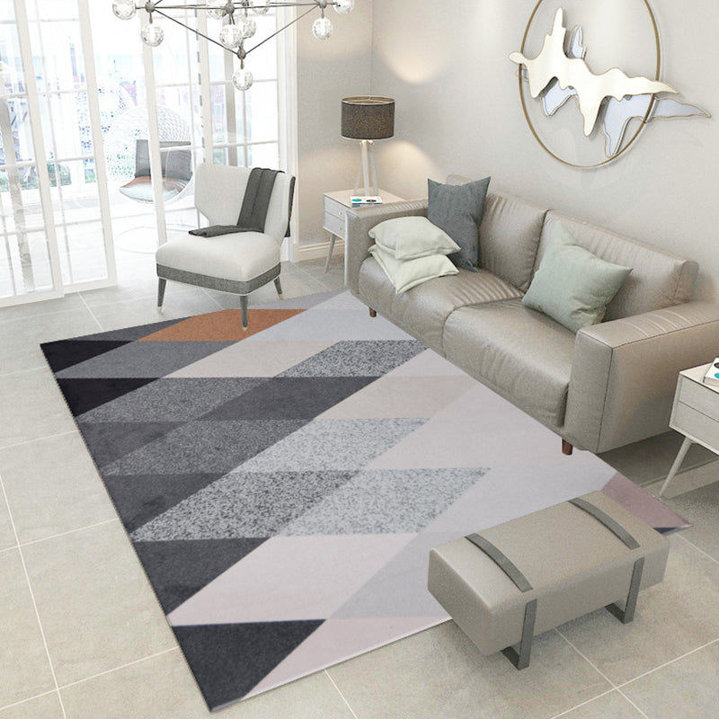 Simple Bedroom Rug Multi Color Geometric Print Area Rug Polyster Non-Slip Backing Pet Friendly Carpet Silver Gray Clearhalo 'Area Rug' 'Modern' 'Rugs' Rug' 2285707