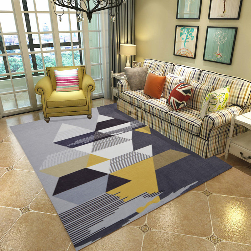 Simple Bedroom Rug Multi Color Geometric Print Area Rug Polyster Non-Slip Backing Pet Friendly Carpet Yellow-Gray Clearhalo 'Area Rug' 'Modern' 'Rugs' Rug' 2285708