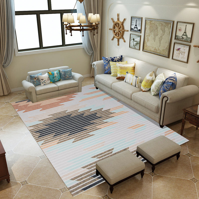 Simple Bedroom Rug Multi Color Geometric Print Area Rug Polyster Non-Slip Backing Pet Friendly Carpet Taupe Clearhalo 'Area Rug' 'Modern' 'Rugs' Rug' 2285714