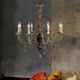 Candle Metal Chandelier Light Country 8 Lights Dining Room Pendant Lighting in Brown Clearhalo 'Ceiling Lights' 'Chandeliers' Lighting' options 228571