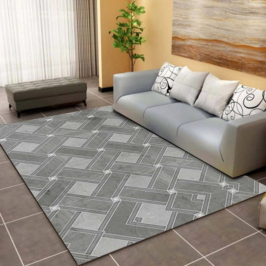 Modern Living Room Rug Multi Color Geometric Print Area Carpet Synthetics Non-Slip Backing Easy Care Rug Smoke Gray Clearhalo 'Area Rug' 'Modern' 'Rugs' Rug' 2285752