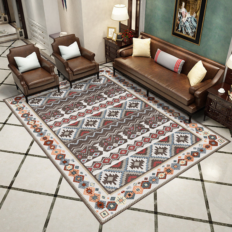 Western Living Room Rug Multicolored Geo Printed Area Carpet Synthetics Non-Slip Backing Pet Friendly Rug Coffee Clearhalo 'Area Rug' 'Moroccan' 'Rugs' Rug' 2285825