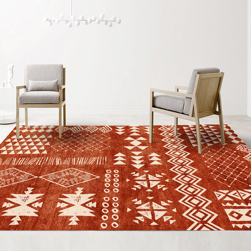 Western Living Room Rug Multicolored Geo Printed Area Carpet Synthetics Non-Slip Backing Pet Friendly Rug Burgundy Clearhalo 'Area Rug' 'Moroccan' 'Rugs' Rug' 2285828