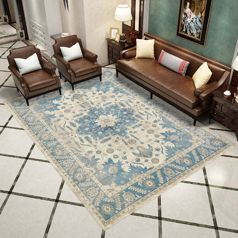 Western Living Room Rug Multicolored Geo Printed Area Carpet Synthetics Non-Slip Backing Pet Friendly Rug Light Blue Clearhalo 'Area Rug' 'Moroccan' 'Rugs' Rug' 2285829