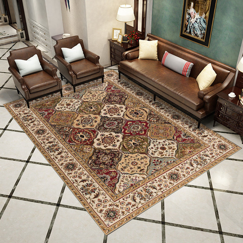 Western Living Room Rug Multicolored Geo Printed Area Carpet Synthetics Non-Slip Backing Pet Friendly Rug Khaki Clearhalo 'Area Rug' 'Moroccan' 'Rugs' Rug' 2285831