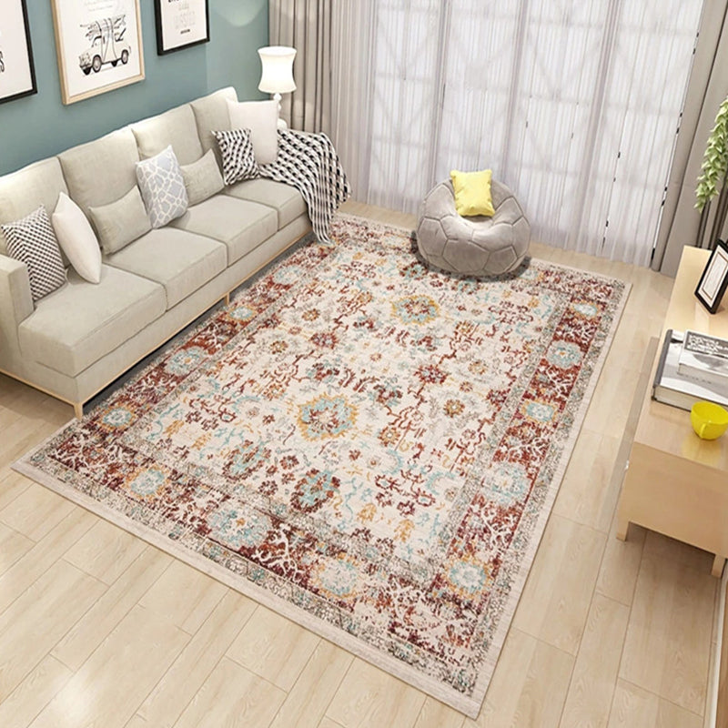 Western Living Room Rug Multicolored Geo Printed Area Carpet Synthetics Non-Slip Backing Pet Friendly Rug Beige Clearhalo 'Area Rug' 'Moroccan' 'Rugs' Rug' 2285834