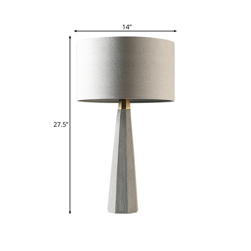 Drum Fabric Table Lighting Simple 1 Light Study Room Table Lamp with Grey Tapered Cement Base Clearhalo 'Lamps' 'Table Lamps' Lighting' 228585