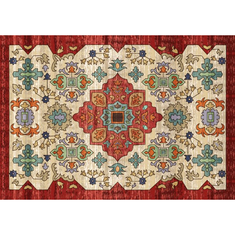 Multi-Color Geo Pattern Rug Polypropylene Moroccan Area Rug Easy Care Pet Friendly Indoor Rug for Bedroom Red Clearhalo 'Area Rug' 'Moroccan' 'Rugs' Rug' 2285858