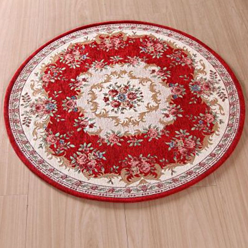 Olden Room Rug Multi Colored Flower Patterned Area Carpet Polypropylene Anti-Slip Washable Pet Friendly Indoor Rug Burgundy Clearhalo 'Area Rug' 'Rugs' 'Vintage' Rug' 2286034