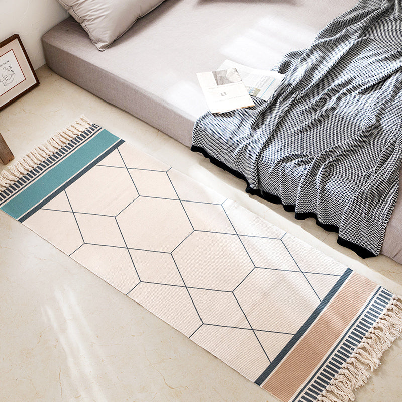 Modern Bedroom Rug Multi Colored Geometric Pattern Area Carpet Cotton Pet Friendly Machine Washable Indoor Rug Gray-Khaki Clearhalo 'Area Rug' 'Modern' 'Rugs' Rug' 2286224