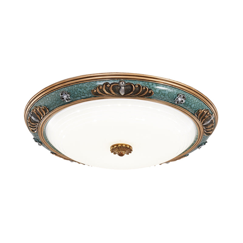 Flower/Crown Living Room Flush Mount Lamp Classic Milky Glass LED Green Ceiling Lighting Clearhalo 'Ceiling Lights' 'Close To Ceiling Lights' 'Close to ceiling' 'Flush mount' Lighting' 228752