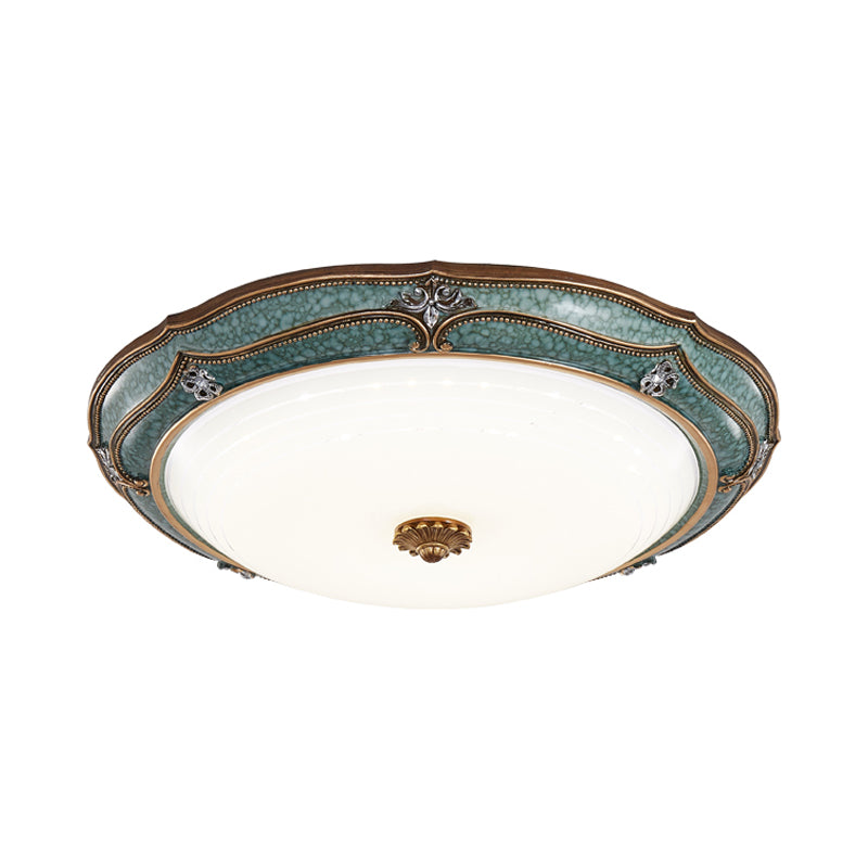 Flower/Crown Living Room Flush Mount Lamp Classic Milky Glass LED Green Ceiling Lighting Clearhalo 'Ceiling Lights' 'Close To Ceiling Lights' 'Close to ceiling' 'Flush mount' Lighting' 228755