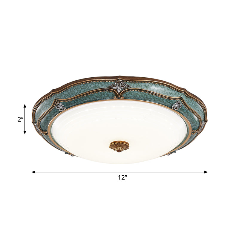 Flower/Crown Living Room Flush Mount Lamp Classic Milky Glass LED Green Ceiling Lighting Clearhalo 'Ceiling Lights' 'Close To Ceiling Lights' 'Close to ceiling' 'Flush mount' Lighting' 228756