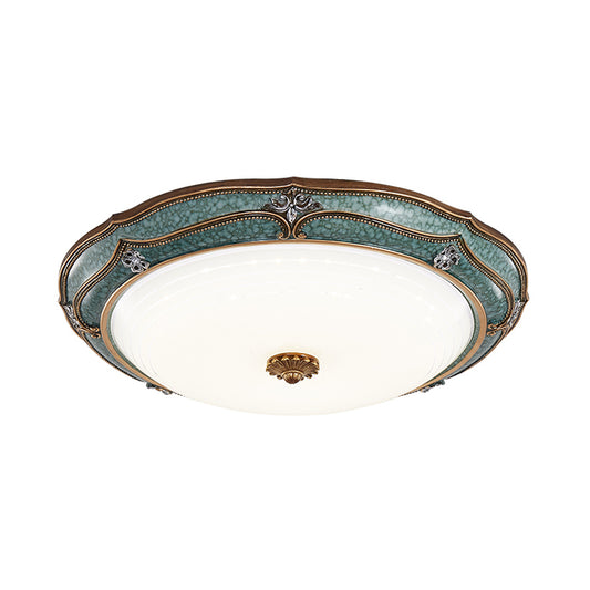 16"/19.5"/13" W LED Flower Flush Mount Lamp Traditional Green Resin Ceiling Mounted Fixture for Living Room in White Light Clearhalo 'Ceiling Lights' 'Close To Ceiling Lights' 'Close to ceiling' 'Flush mount' Lighting' 228765