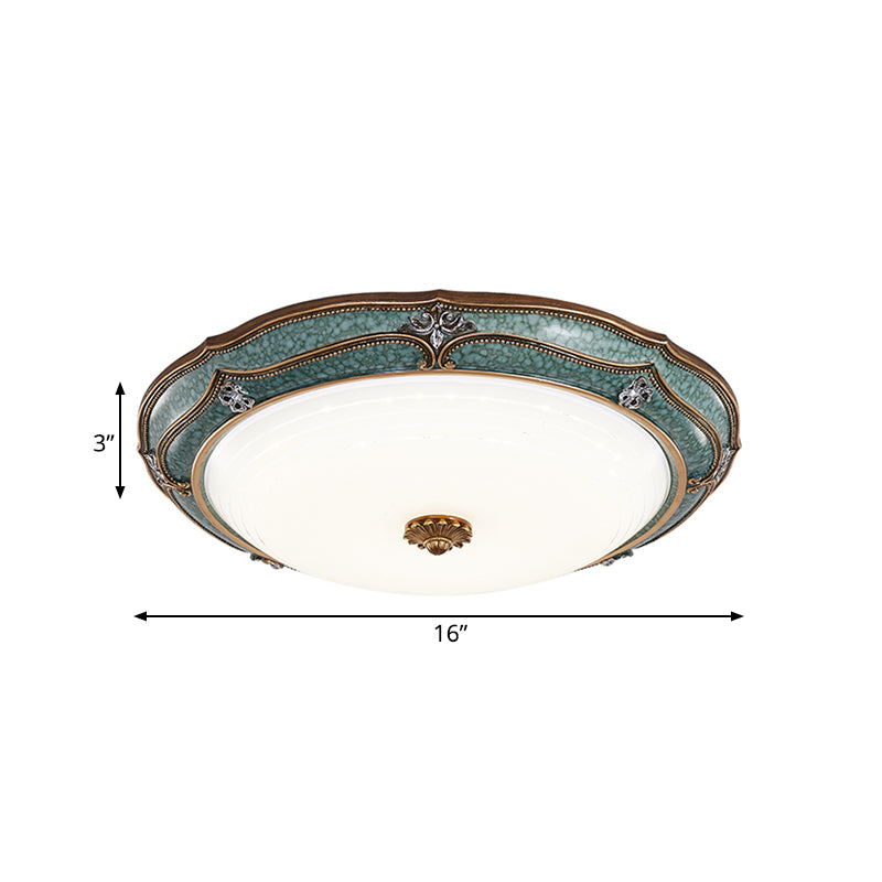 16"/19.5"/13" W LED Flower Flush Mount Lamp Traditional Green Resin Ceiling Mounted Fixture for Living Room in White Light Clearhalo 'Ceiling Lights' 'Close To Ceiling Lights' 'Close to ceiling' 'Flush mount' Lighting' 228767