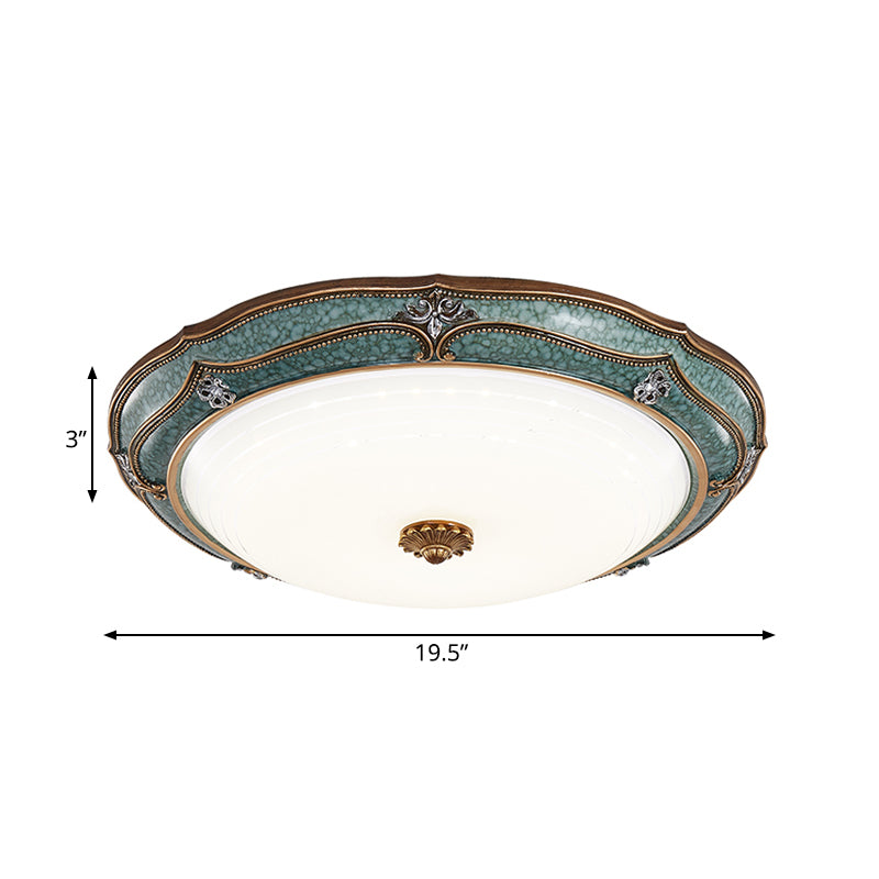 16"/19.5"/13" W LED Flower Flush Mount Lamp Traditional Green Resin Ceiling Mounted Fixture for Living Room in White Light Clearhalo 'Ceiling Lights' 'Close To Ceiling Lights' 'Close to ceiling' 'Flush mount' Lighting' 228768