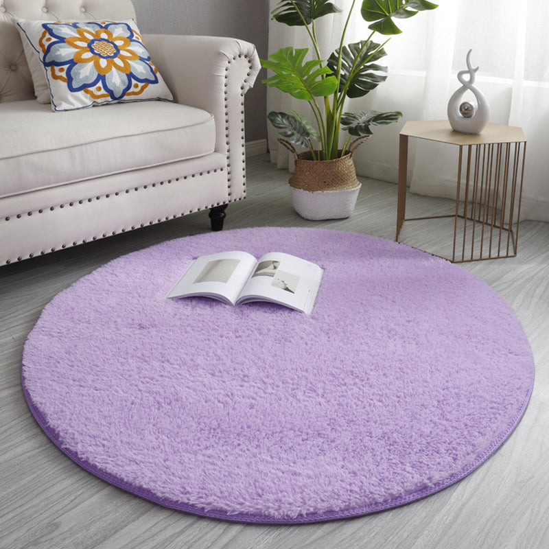 Casual Living Room Rug Multi Colored Solid Color Indoor Rug Polyster Non-Slip Backing Easy Care Carpet Purple Clearhalo 'Area Rug' 'Modern' 'Rugs' Rug' 2287999