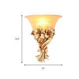 1 Light Flared Wall Light Vintage Gold Resin Sconce Light with Flower/Peacock Tail Decoration Clearhalo 'Wall Lamps & Sconces' 'Wall Lights' Lighting' 228820