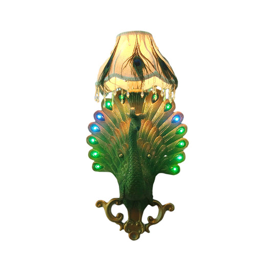 Green Peacock Wall Mounted Light Southeast Asia Style Resin 1 Light Bedroom Sconce Light Clearhalo 'Wall Lamps & Sconces' 'Wall Lights' Lighting' 228828