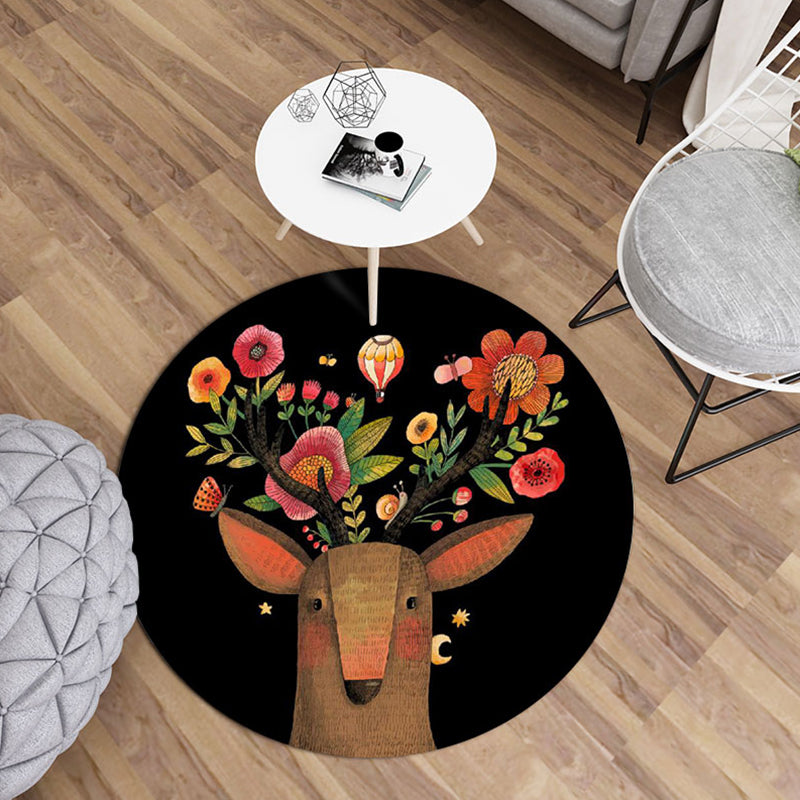 Modern Living Room Rug Multi Color Animal Printed Rug Polyster Non-Slip Backing Easy Care Carpet Black Clearhalo 'Area Rug' 'Modern' 'Rugs' Rug' 2288388