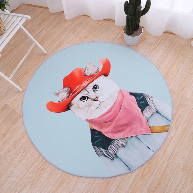 Cute Bedroom Rug Multi Color Anmial Printed Area Carpet PVC Easy Care Stain-Resistant Indoor Rug Pink Clearhalo 'Area Rug' 'Modern' 'Rugs' Rug' 2288406