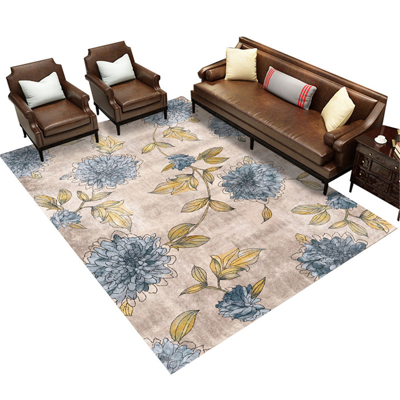 Modern Floral Printed Rug Multi Color Polypropylene Indoor Rug Non-Slip Backing Easy Care Area Carpet for Room Blue Clearhalo 'Area Rug' 'Modern' 'Rugs' Rug' 2288413