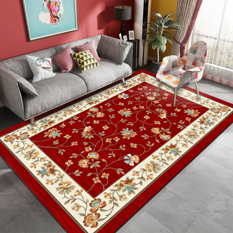 Scandinavian Living Room Rug Multi Color Flower Printed Indoor Rug Polyster Non-Slip Backing Washable Carpet Clearhalo 'Area Rug' 'Modern' 'Rugs' Rug' 2288445