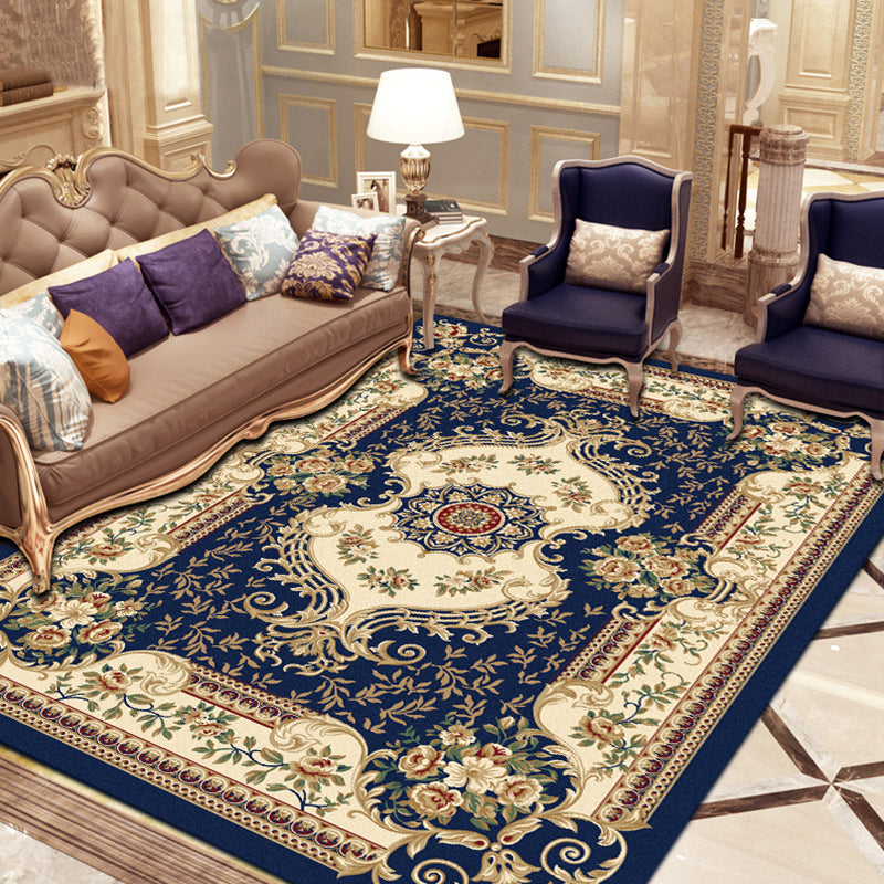 Scandinavian Living Room Rug Multi Color Flower Printed Indoor Rug Polyster Non-Slip Backing Washable Carpet Navy Clearhalo 'Area Rug' 'Modern' 'Rugs' Rug' 2288447