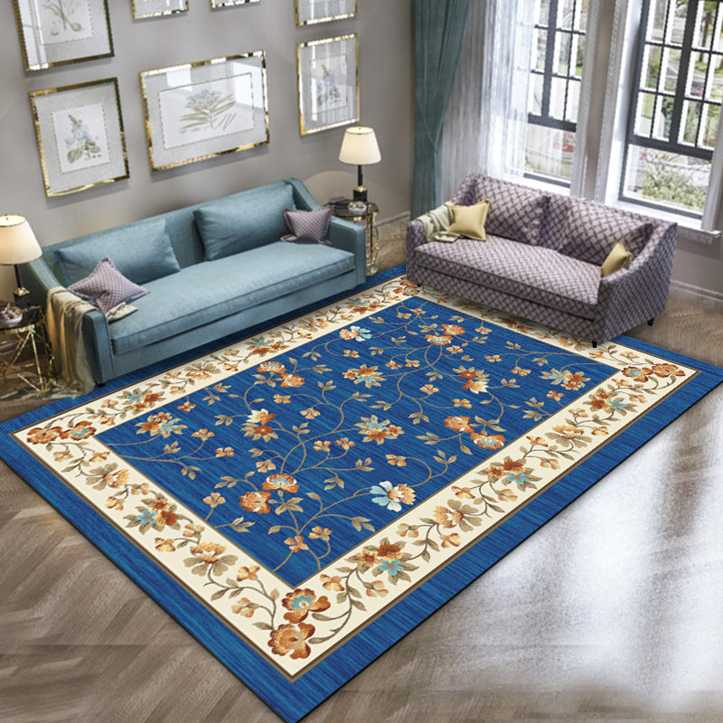 Scandinavian Living Room Rug Multi Color Flower Printed Indoor Rug Polyster Non-Slip Backing Washable Carpet Blue Clearhalo 'Area Rug' 'Modern' 'Rugs' Rug' 2288449