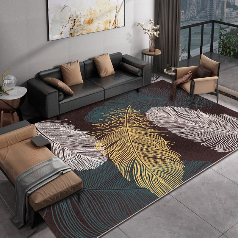 Scandinavian Living Room Rug Multi Color Flower Printed Indoor Rug Polyster Non-Slip Backing Washable Carpet Gold Clearhalo 'Area Rug' 'Modern' 'Rugs' Rug' 2288451