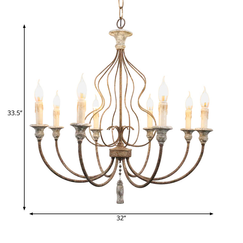 Traditional Sputnik Hanging Chandelier Metal 8 Bulbs Suspension Light in Rust for Bedroom Clearhalo 'Ceiling Lights' 'Chandeliers' Lighting' options 228851