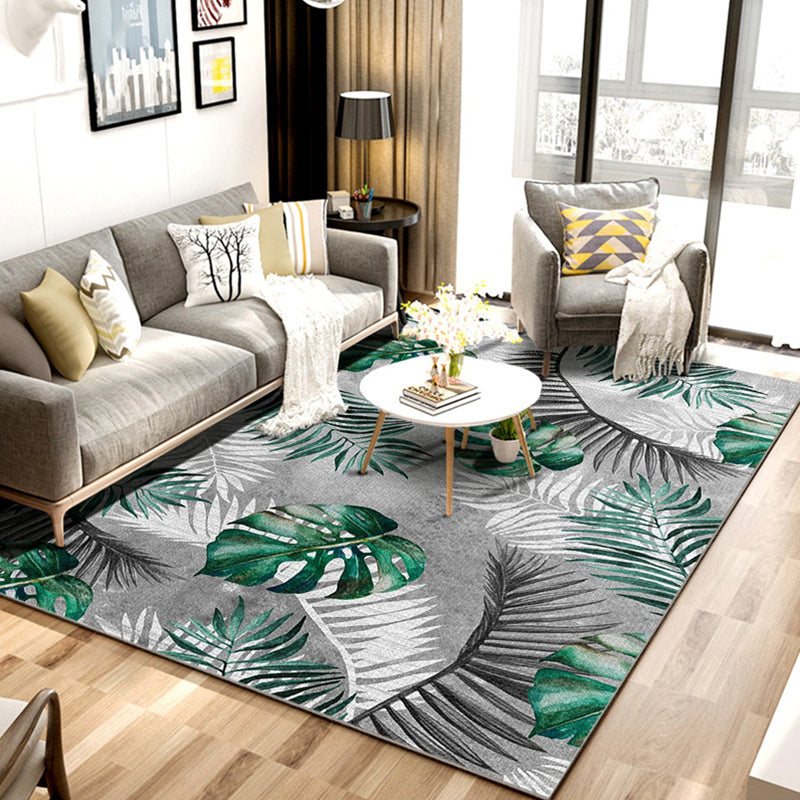 Relaxing Living Room Rug Multi Color Floral Print Indoor Rug Synthetics Non-Slip Backing Pet Friendly Area Carpet Gray-Green Clearhalo 'Area Rug' 'Modern' 'Rugs' Rug' 2288518