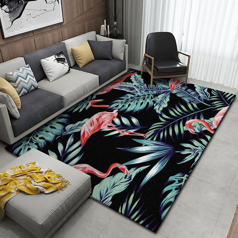 Relaxing Living Room Rug Multi Color Floral Print Indoor Rug Synthetics Non-Slip Backing Pet Friendly Area Carpet Dark Green Clearhalo 'Area Rug' 'Modern' 'Rugs' Rug' 2288525