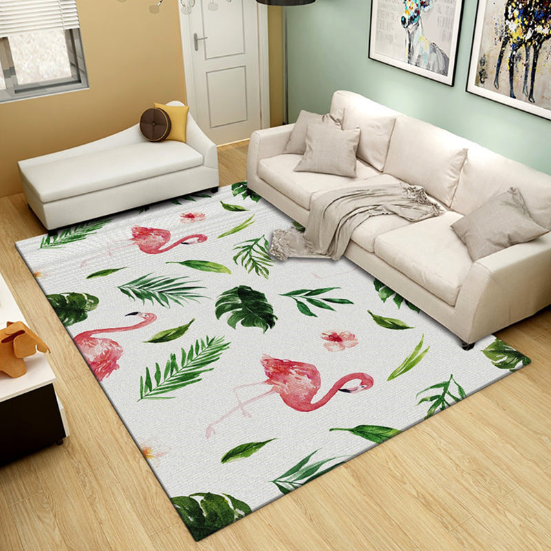 Relaxing Living Room Rug Multi Color Floral Print Indoor Rug Synthetics Non-Slip Backing Pet Friendly Area Carpet White-Green Clearhalo 'Area Rug' 'Modern' 'Rugs' Rug' 2288530